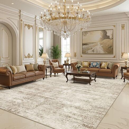 5x7 Area Rugs Living Room: Washable Non Slip Soft Abstract Beige Rugs for Bedroom Dining Deor, Low Pile Stain Resistant Indoor Carpet for Farmhouse Nursery Office Kid & Pet Friendly in Saudi Arabia