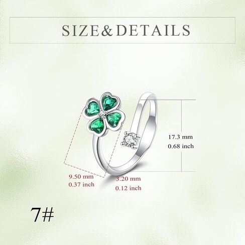 Four Leaf Clover Ring Open Adjustable Ring Irish Lucky Green Clover Shamrock Jewelry Birthday Graduation Christmas Gift for Women in Saudi Arabia