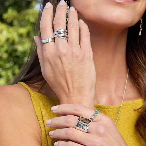 Silpada 'Let Things Grow' Sterling Silver Green Aventurine and Multi-Colored Quartz Ring in Kuwait