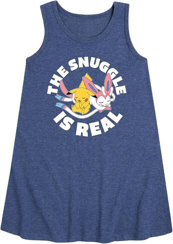 ملابس HYBRID - Pokémon - The Snuggle is Real Pikachu and Sylveon - فستان على شكل حرف A للفتيات الصغيرات والشباب in Kuwait