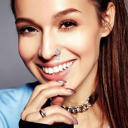 Yolev 12pcs Fake Nose Piercings Silver Fake Nose Ring Hoop African Noses Cuffs Clip On Faux Noses Piercing for Women Non Piercing Jewelry for Women Men in Kuwait