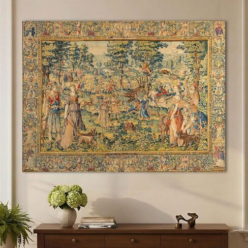 LATETOMT European Renaissance Tapestry Wall Hanging, Medieval Garden Scene Art Decor, Cotton Linen Wall Decor for Bedroom Living Room 56x39in LTMMYW003 in Saudi Arabia