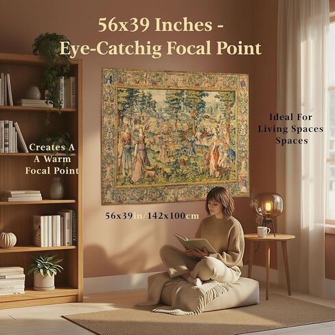 LATETOMT European Renaissance Tapestry Wall Hanging, Medieval Garden Scene Art Decor, Cotton Linen Wall Decor for Bedroom Living Room 56x39in LTMMYW003 in Saudi Arabia