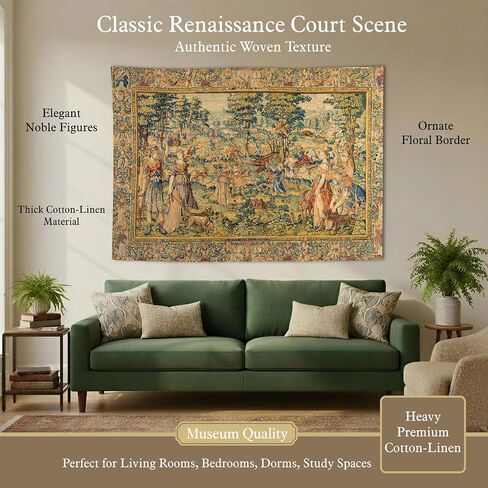 LATETOMT European Renaissance Tapestry Wall Hanging, Medieval Garden Scene Art Decor, Cotton Linen Wall Decor for Bedroom Living Room 56x39in LTMMYW003 in Saudi Arabia