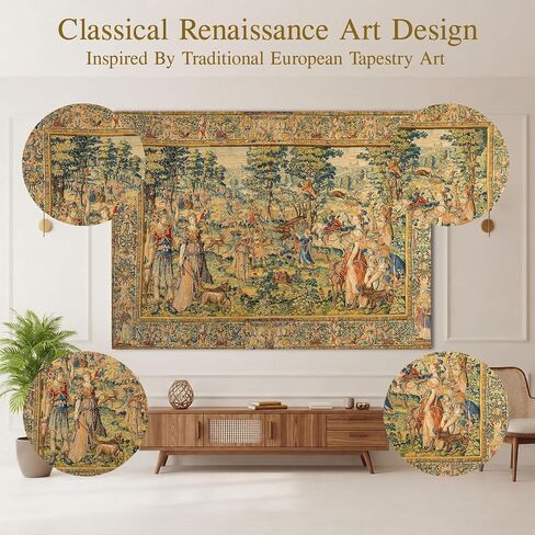 LATETOMT European Renaissance Tapestry Wall Hanging, Medieval Garden Scene Art Decor, Cotton Linen Wall Decor for Bedroom Living Room 56x39in LTMMYW003 in Saudi Arabia