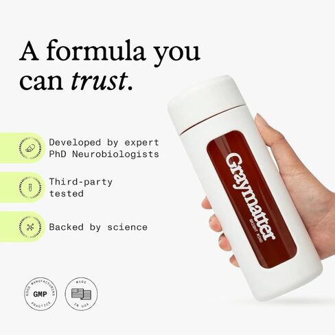مسحوق منشط الذهن من Graymatter Bright Mind (40 حصة: ليمون الفراولة) - مزيج مشروب الطاقة والتركيز النباتي، محولات وفيتامينات، مكمل يومي خالي من السكر in Kuwait