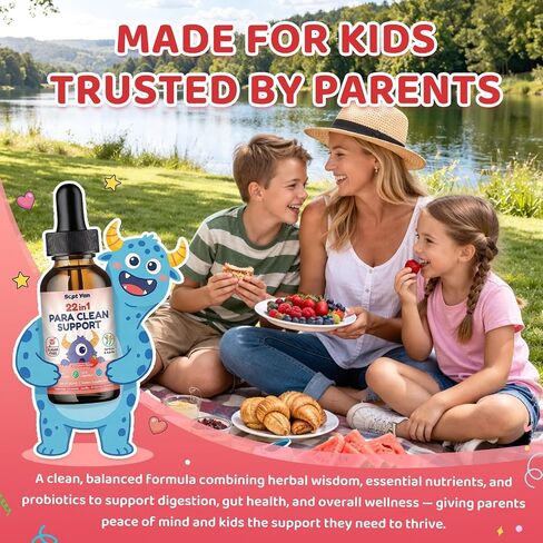 22 in 1 Parasite Cleanse for Humans & Kids, Herbal Gut Cleanse Liquid Drops with Wormwood, Black Walnut, Clove, Chlorella, Oregano, Digestive Health Support - Strawberry Flavor, 2 Fl Oz in Saudi Arabia