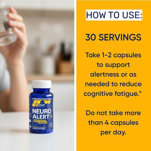 NATURAL STACKS NeuroAlert - 200mg Paraxanthine Energy Supplement - Caffeine Free Focus w/ 500mg L-Tyrosine & 100mg L-Theanine - 10mg NADH for Cellular Energy Support - 60 Paraxanthine Capsules in Saudi Arabia