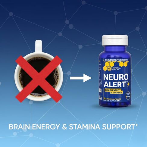 NATURAL STACKS NeuroAlert - 200mg Paraxanthine Energy Supplement - Caffeine Free Focus w/ 500mg L-Tyrosine & 100mg L-Theanine - 10mg NADH for Cellular Energy Support - 60 Paraxanthine Capsules in Saudi Arabia
