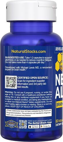 NATURAL STACKS NeuroAlert - 200mg Paraxanthine Energy Supplement - Caffeine Free Focus w/ 500mg L-Tyrosine & 100mg L-Theanine - 10mg NADH for Cellular Energy Support - 60 Paraxanthine Capsules in Saudi Arabia