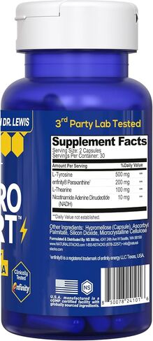 NATURAL STACKS NeuroAlert - 200mg Paraxanthine Energy Supplement - Caffeine Free Focus w/ 500mg L-Tyrosine & 100mg L-Theanine - 10mg NADH for Cellular Energy Support - 60 Paraxanthine Capsules in Saudi Arabia