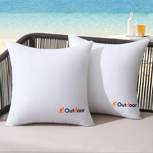 MIULEE Pack of 2 18x18 Outdoor Waterproof Throw Pillow Inserts, Decorative Water-Resistant Pillow Cushion for Patio Garden in Kuwait
