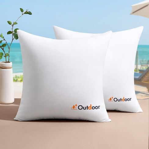 MIULEE Pack of 2 18x18 Outdoor Waterproof Throw Pillow Inserts, Decorative Water-Resistant Pillow Cushion for Patio Garden in Kuwait