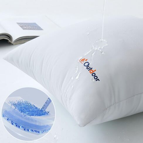 MIULEE Pack of 2 18x18 Outdoor Waterproof Throw Pillow Inserts, Decorative Water-Resistant Pillow Cushion for Patio Garden in Kuwait