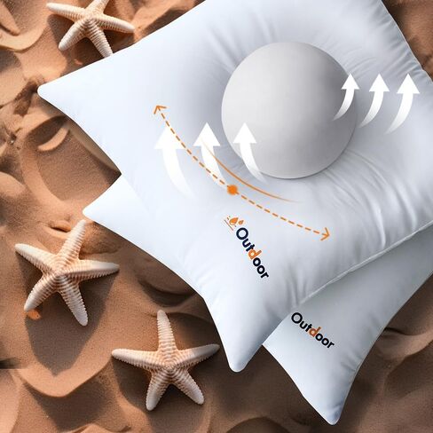 MIULEE Pack of 2 18x18 Outdoor Waterproof Throw Pillow Inserts, Decorative Water-Resistant Pillow Cushion for Patio Garden in Kuwait