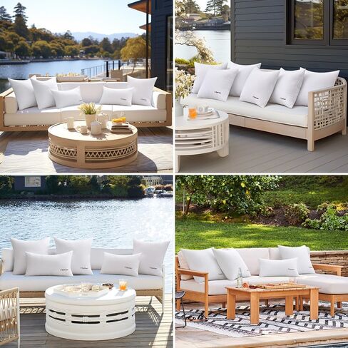 MIULEE Pack of 2 18x18 Outdoor Waterproof Throw Pillow Inserts, Decorative Water-Resistant Pillow Cushion for Patio Garden in Kuwait