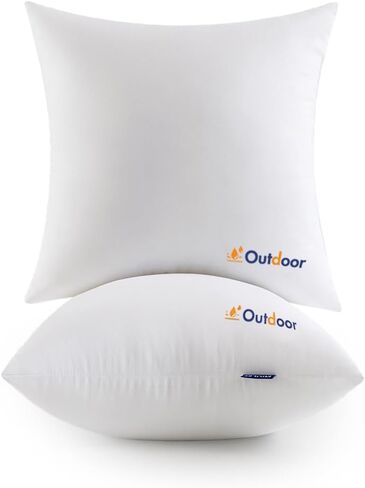 MIULEE Pack of 2 18x18 Outdoor Waterproof Throw Pillow Inserts, Decorative Water-Resistant Pillow Cushion for Patio Garden in Kuwait