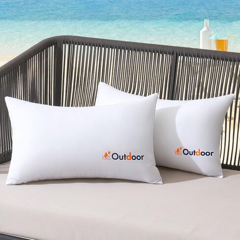 MIULEE Pack of 2 18x18 Outdoor Waterproof Throw Pillow Inserts, Decorative Water-Resistant Pillow Cushion for Patio Garden in Kuwait