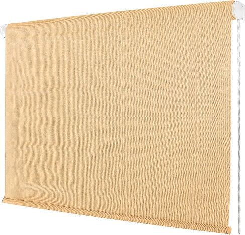 Zlink Outdoor Patio Roller Shades, 118" W x 79" L Roll Up Patio Shade, Sun Shades for Porch Balcony Backyard Gazebo Pergola, Fade Resistant & Easy Clean (Beige) in Saudi Arabia