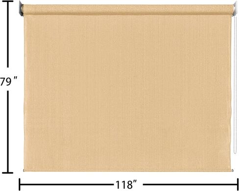Zlink Outdoor Patio Roller Shades, 118" W x 79" L Roll Up Patio Shade, Sun Shades for Porch Balcony Backyard Gazebo Pergola, Fade Resistant & Easy Clean (Beige) in Saudi Arabia