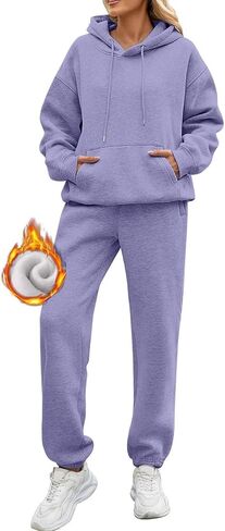 Sweatsuits Women 2 Piece Outfit Track Suits Fleece Hoodies Sweatshirt Jogger Sweatpant Sweat Set Fall Winter Clothes in Kuwait