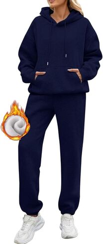 Sweatsuits Women 2 Piece Outfit Track Suits Fleece Hoodies Sweatshirt Jogger Sweatpant Sweat Set Fall Winter Clothes in Kuwait