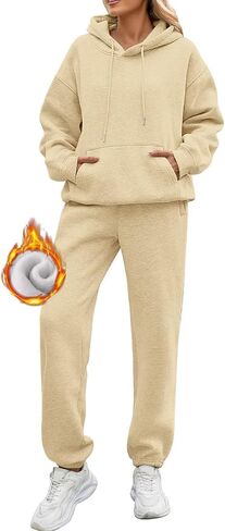 Sweatsuits Women 2 Piece Outfit Track Suits Fleece Hoodies Sweatshirt Jogger Sweatpant Sweat Set Fall Winter Clothes in Kuwait