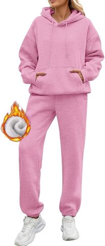 Sweatsuits Women 2 Piece Outfit Track Suits Fleece Hoodies Sweatshirt Jogger Sweatpant Sweat Set Fall Winter Clothes in Kuwait