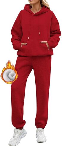 Sweatsuits Women 2 Piece Outfit Track Suits Fleece Hoodies Sweatshirt Jogger Sweatpant Sweat Set Fall Winter Clothes in Kuwait