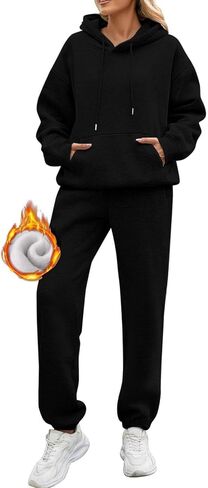 Sweatsuits Women 2 Piece Outfit Track Suits Fleece Hoodies Sweatshirt Jogger Sweatpant Sweat Set Fall Winter Clothes in Kuwait