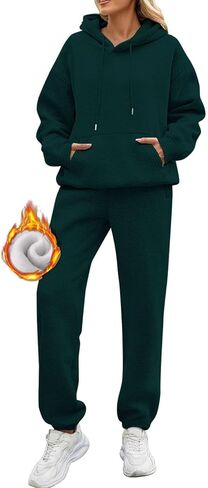 Sweatsuits Women 2 Piece Outfit Track Suits Fleece Hoodies Sweatshirt Jogger Sweatpant Sweat Set Fall Winter Clothes in Kuwait