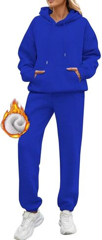 Sweatsuits Women 2 Piece Outfit Track Suits Fleece Hoodies Sweatshirt Jogger Sweatpant Sweat Set Fall Winter Clothes in Kuwait