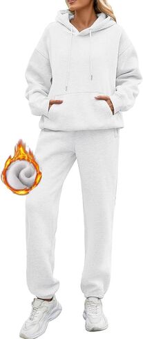 Sweatsuits Women 2 Piece Outfit Track Suits Fleece Hoodies Sweatshirt Jogger Sweatpant Sweat Set Fall Winter Clothes in Kuwait