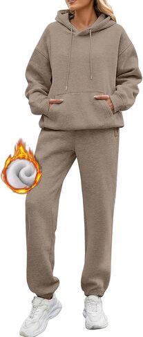 Sweatsuits Women 2 Piece Outfit Track Suits Fleece Hoodies Sweatshirt Jogger Sweatpant Sweat Set Fall Winter Clothes in Kuwait