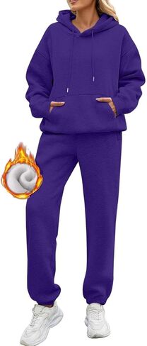 Sweatsuits Women 2 Piece Outfit Track Suits Fleece Hoodies Sweatshirt Jogger Sweatpant Sweat Set Fall Winter Clothes in Kuwait