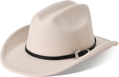 Kids Cowboy Hat for Girls Boys Western Cowgirl Hat with Buckle Belt Unisex Wide Brim Fedora Hat Dress Up Costume in Kuwait