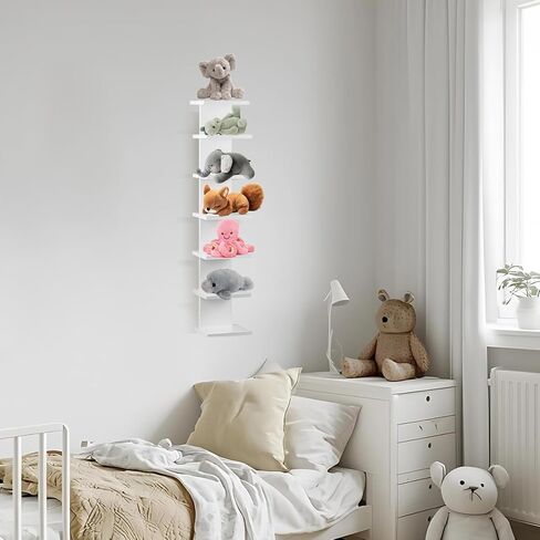 2 Pack 7 Tier Wall Shelf Unit, 43" Lack Floating Shelf | Wall Vertical Column Design,Compact Display Floating Shelf | Space Saving Organizer for Bedroom, Living Room, White Home Decor in Saudi Arabia