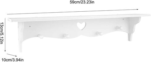 Hollowed Love Shape Wall Shelf, 23inch White PVC Wood-Plastic Board Wall Mounted Floating Shelf Hanging Storage Rack for Kitchen Living Room Organizer（ 2 PCS）, Default in Saudi Arabia