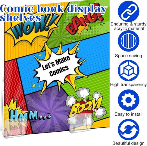 80 Pcs Comic Book Wall Display Clear Floating Display Shelves Comic Book Frame Holder Comic Book Display Wall, Invisible, No Screws Self Adhesive in Kuwait