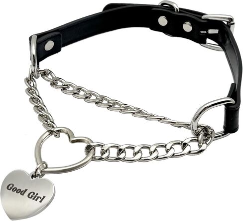 paloli Leather Slip Chain Choker – Adjustable PU Vegan Collar With Heart Ring & Cuban Chain, Letter Heart Pendant Necklace for Women in Saudi Arabia