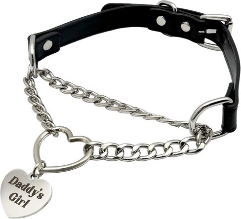 paloli Leather Slip Chain Choker – Adjustable PU Vegan Collar With Heart Ring & Cuban Chain, Letter Heart Pendant Necklace for Women in Saudi Arabia