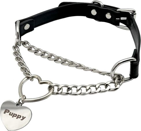 paloli Leather Slip Chain Choker – Adjustable PU Vegan Collar With Heart Ring & Cuban Chain, Letter Heart Pendant Necklace for Women in Saudi Arabia