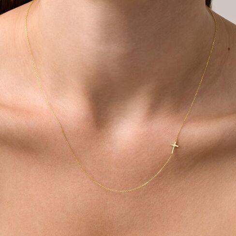 Bony Levy - 14K Yellow Gold Sideways Cross Pendant Necklace in Saudi Arabia