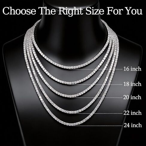Moissanite Tennis Necklace Gift 2/3/4mm14K Real Gold Plating D Color VVS1 Exellent Cut Moissanite Diamond Tennis Necklace for Women and Men Aniversary/Valentine/Mother's Day/Father's Day Gift in Saudi Arabia