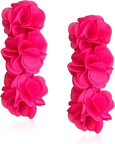 3 Layers Fabric Flower Earrings Elegant Handmade Bohemian Style Jewelry for Women Soft Fabric Floral Earrings in Saudi Arabia