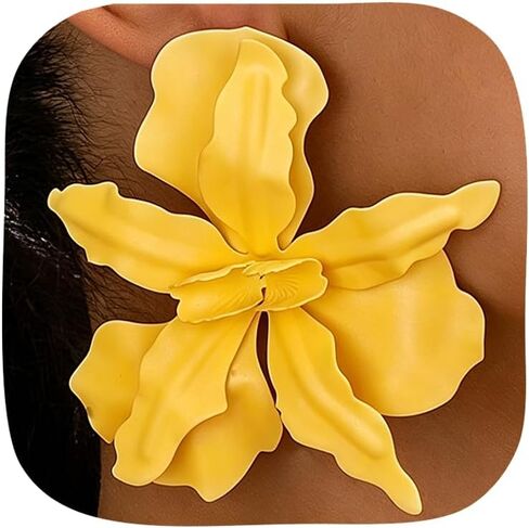 Statement Flower Earrings for Women Trendy Pink Black Yellow White Red Green Spring Flower Statement Earrings Large Floral Dangle Earrings Summer Vacation Jewelry in Saudi Arabia