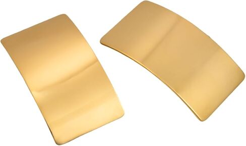 Gold Rectangle Earrings for Women, Chunky Statement Earrings, Minimalist Curved Geometric Square Glossy Earrings, 18k Gold Titanium Steel Fashion Hypoallergenic Earrings Gift in Saudi Arabia