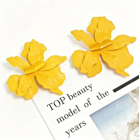 Statement Flower Earrings for Women Trendy Pink Black Yellow White Red Green Spring Flower Statement Earrings Large Floral Dangle Earrings Summer Vacation Jewelry in Saudi Arabia