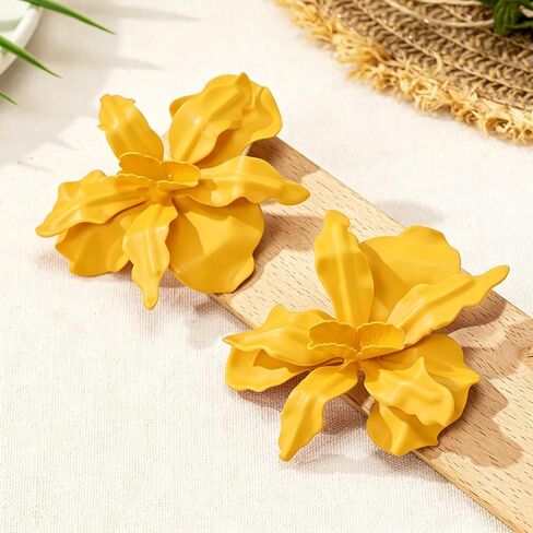 Statement Flower Earrings for Women Trendy Pink Black Yellow White Red Green Spring Flower Statement Earrings Large Floral Dangle Earrings Summer Vacation Jewelry in Saudi Arabia