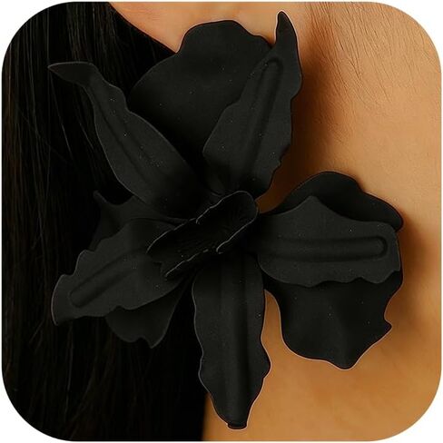 Statement Flower Earrings for Women Trendy Pink Black Yellow White Red Green Spring Flower Statement Earrings Large Floral Dangle Earrings Summer Vacation Jewelry in Saudi Arabia